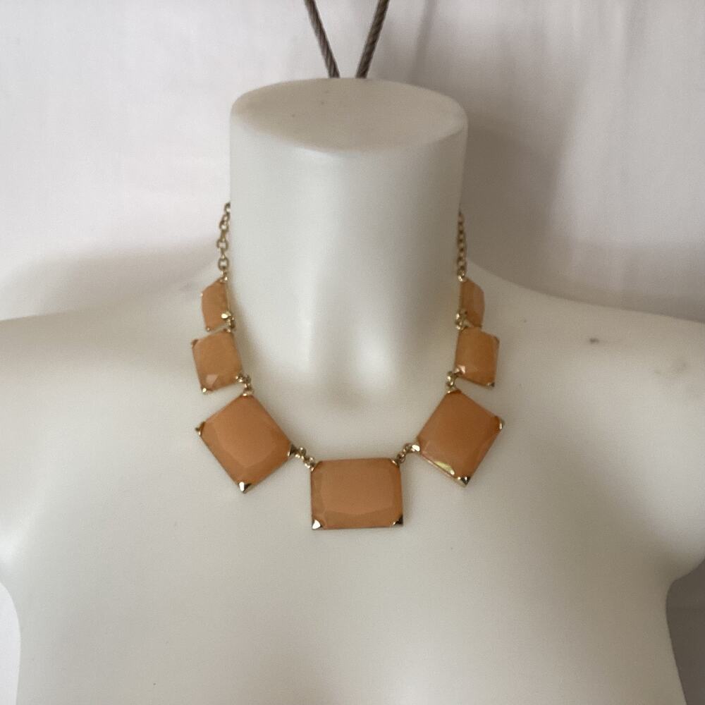 1813 NWT STONY 16" Gold Necklace with Gold Rectangle Stones with Lobster Clasp